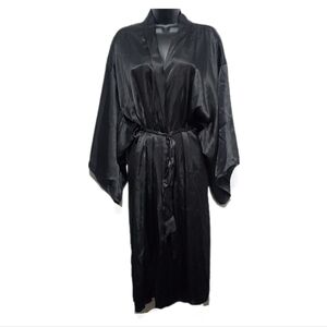 Secret Treasures Black Open Front Belted Kimono Style Robe Size Large